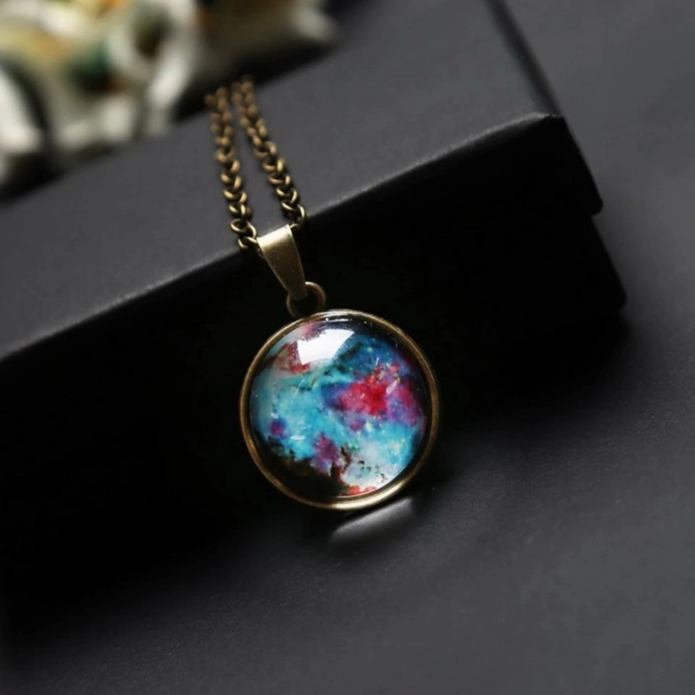 NEW!💙💎UNIVERSE IN A NECKLACE!!💎💙BRIGHT💗PINK!! - Picture 3 of 8